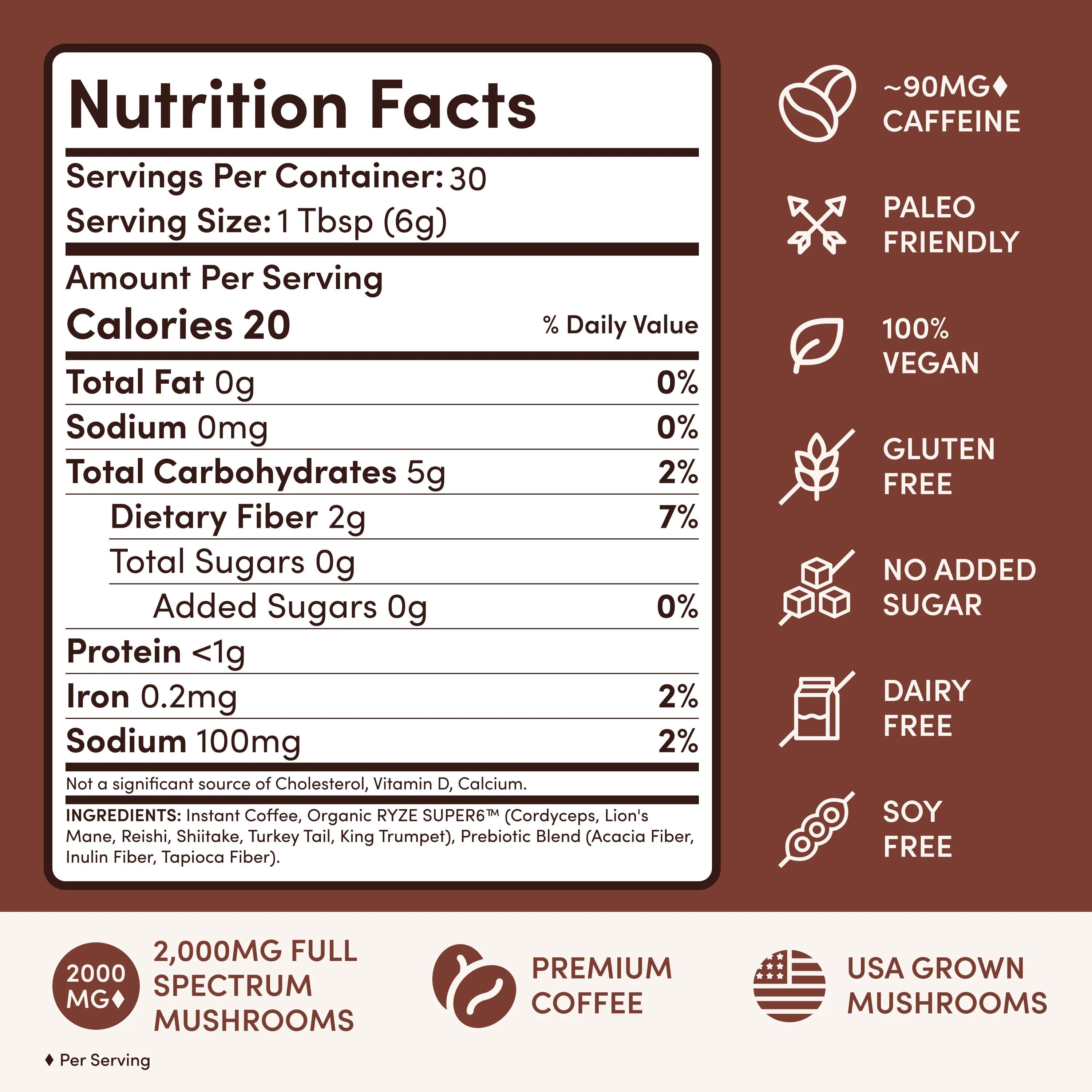 RYZE Mushroom Coffee 30 Servings
