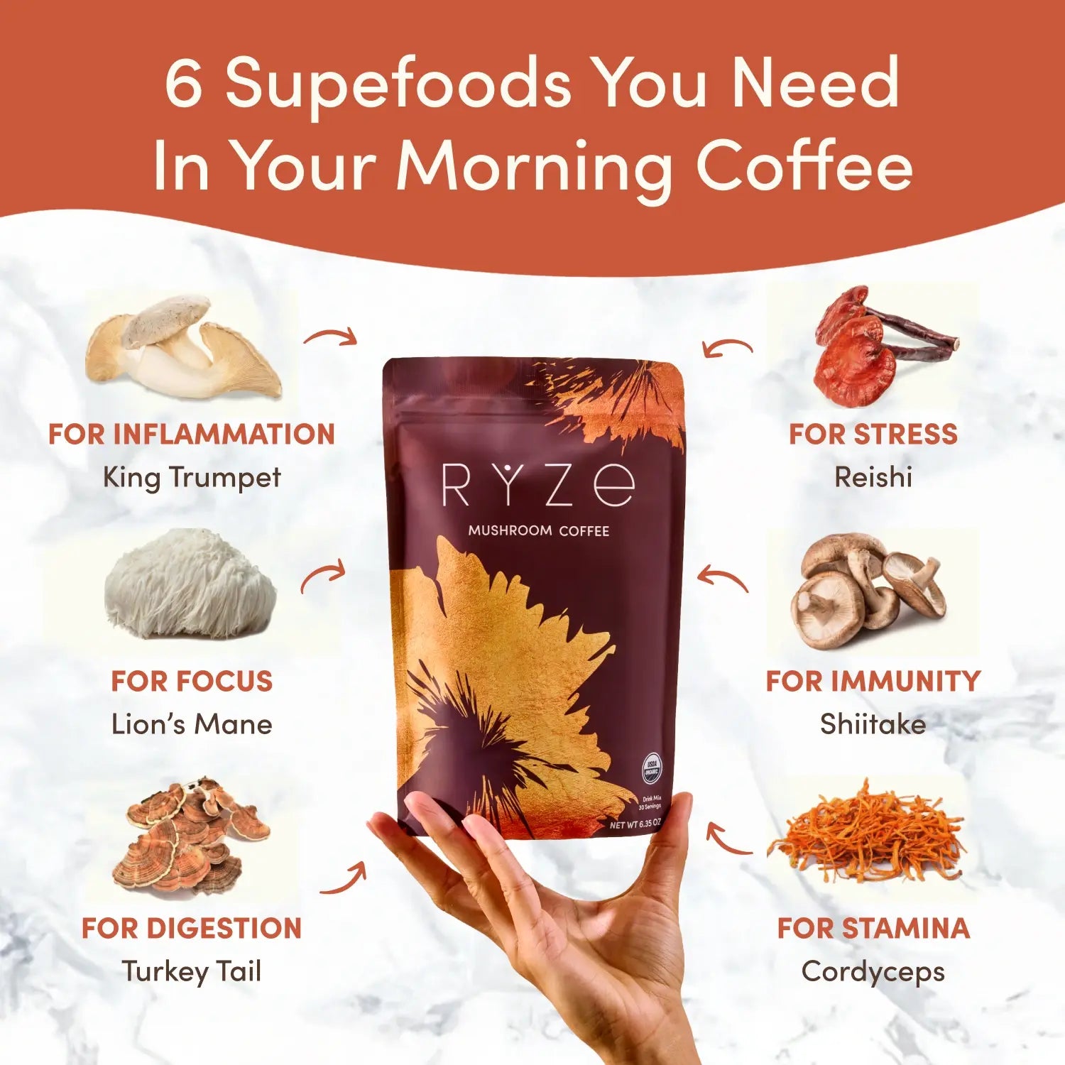 RYZE Mushroom Coffee (1 pack - 30 Servings)
